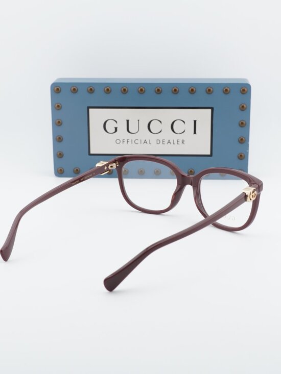 Gucci GG1075O 006 Square Eyeglasses – Burgundy 54mm main image 4